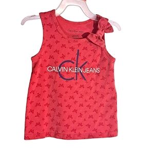 Girls sleeveless Calvin Klein size 5 red top with Bow